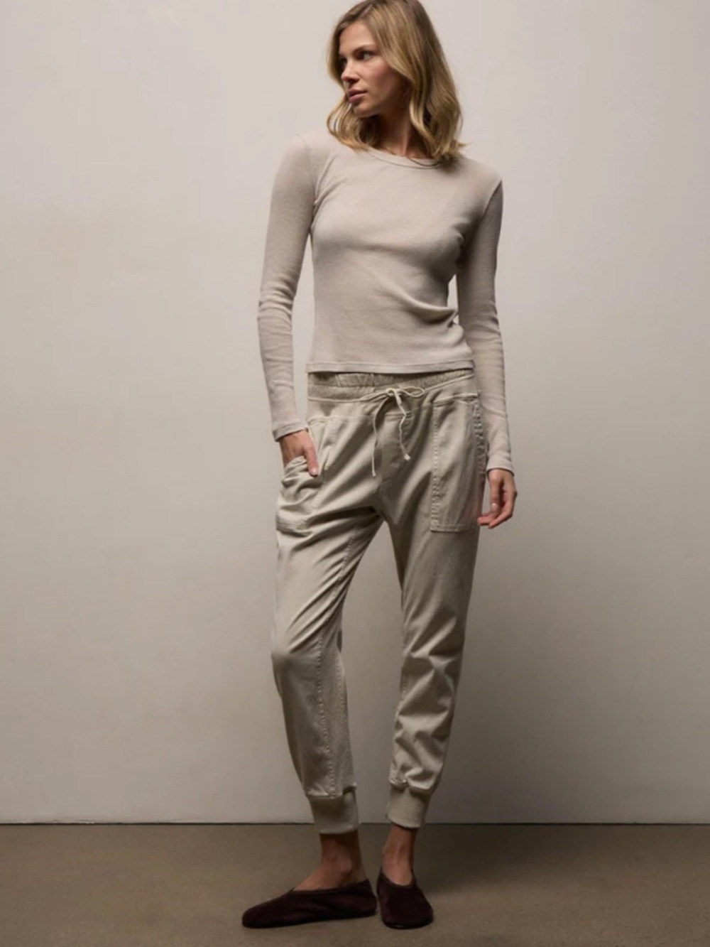 JAMES PERSE MIXED MEDIA PANT - Talc - 0